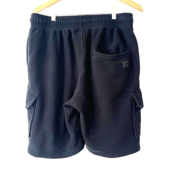 Maison Article Men's Black Shorts Fleece Cargo Pull On Zip Pockets Large - Picture 2 of 6